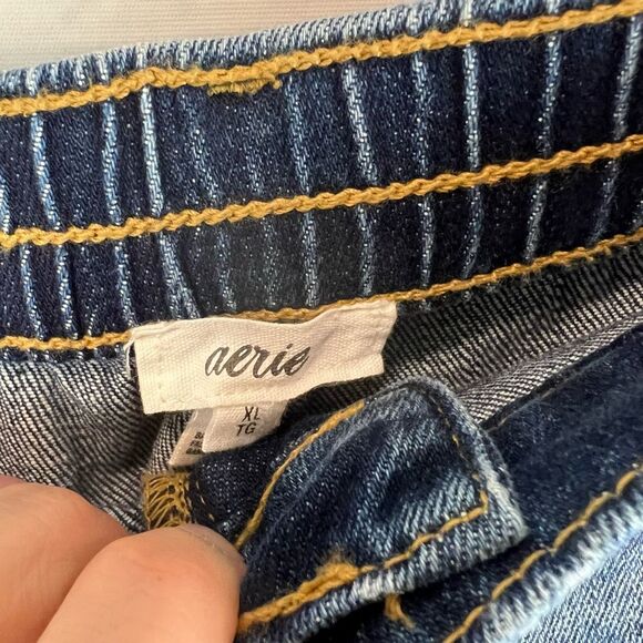 Aerie Women's XL Blue Distressed Denim Cut-Off Shorts Casual NWT - Picture 4 of 8